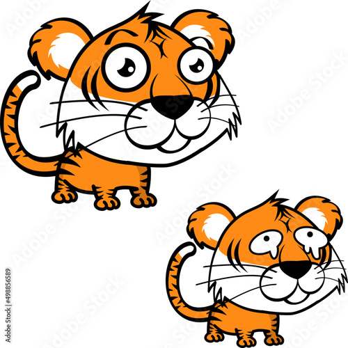 little tiger cartoon expression pack vector