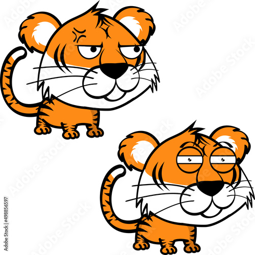 Fototapeta Naklejka Na Ścianę i Meble -  little tiger cartoon expression pack vector