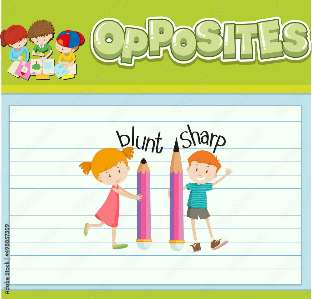 Education word card of English opposites word Education word card of English opposites word