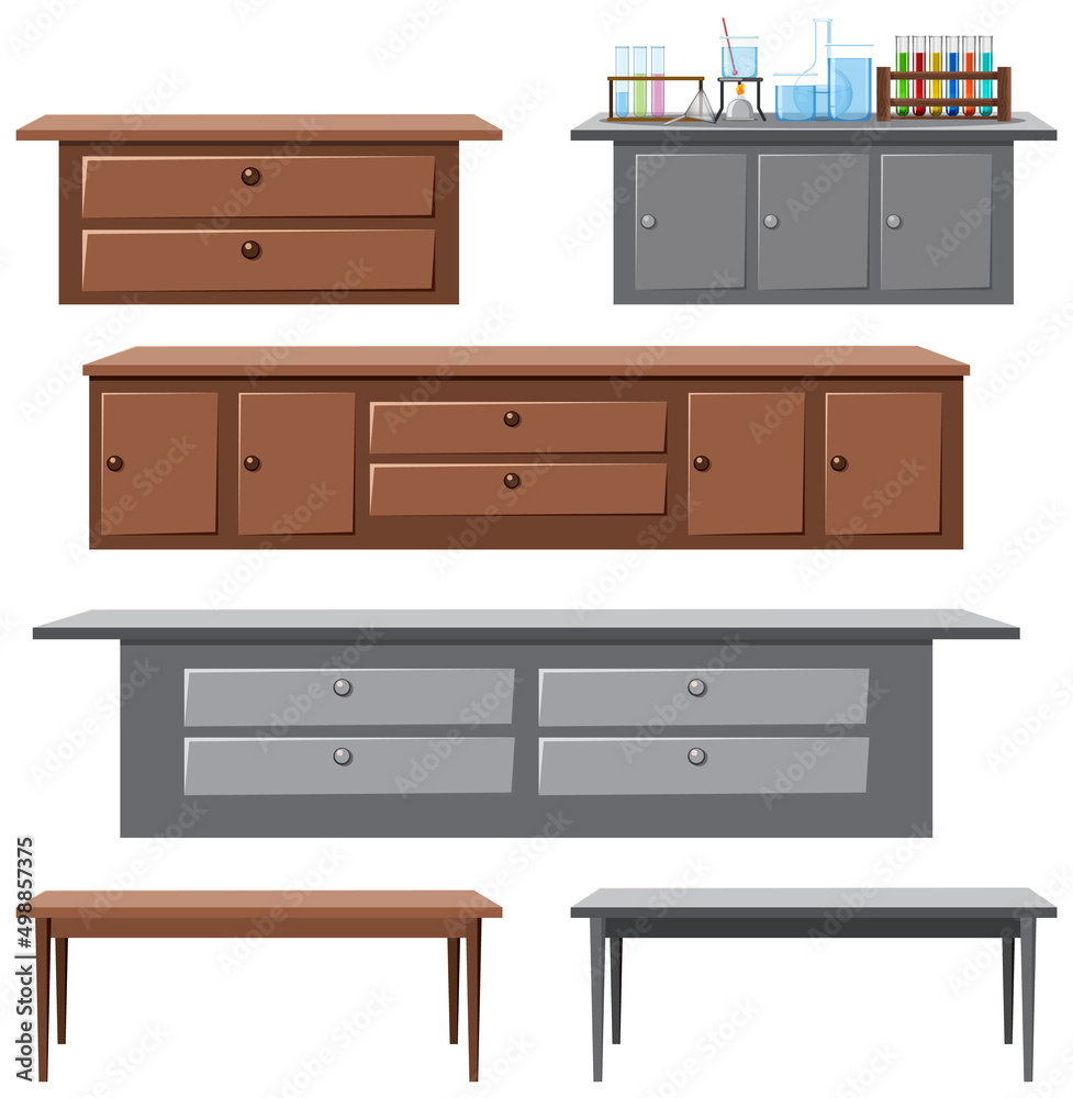 Set of different drawer cabinets and desks Set of different drawer cabinets and desks