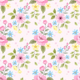 Beautiful flowers and leaf seamless pattern for fabric textile wallpaper.