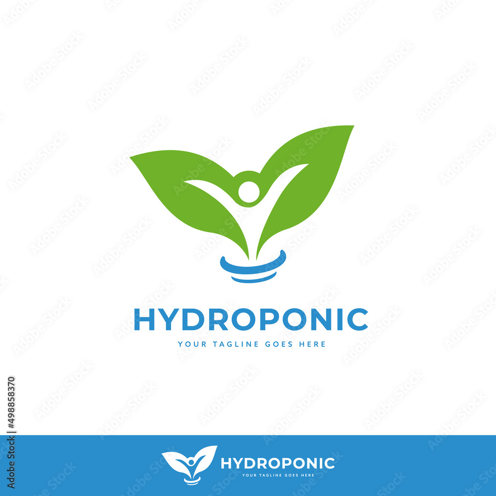 hydroponic agriculture farm logo with community people icon template