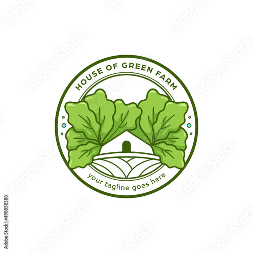 house of farm agriculture logo icon round monoline line badge emblem