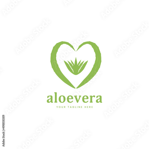 aloe vera love logo icon symbol