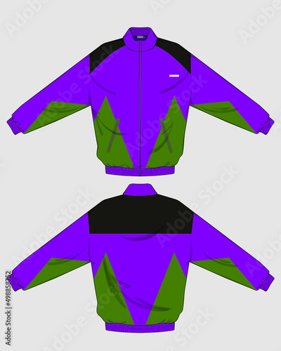 retro vintage windbreaker hoodie jacket template