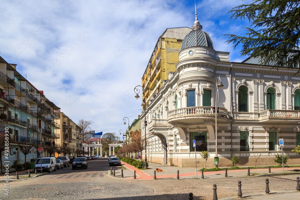 Naklejka premium Batumi, Georgia - April 10, 2022: Bank of Georgia street view