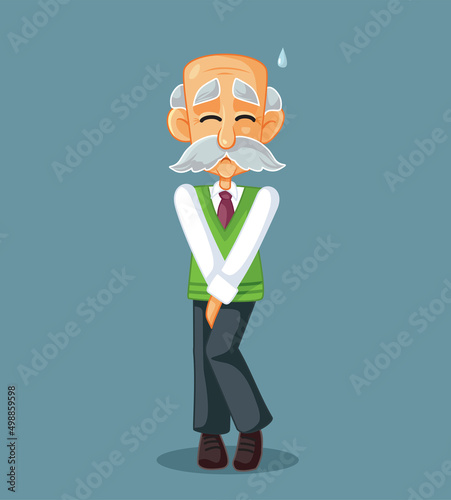 Senior Man Having a Frequent Urination Problem Vector Illustration