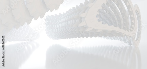 Obraz na płótnie Luxury white abstract architectural minimalistic background. Contemporary showroom. Modern exhibition stand. Empty gallery. Backlight. Polygonal Graphic Design. 3D illustration and rendering. w salonie