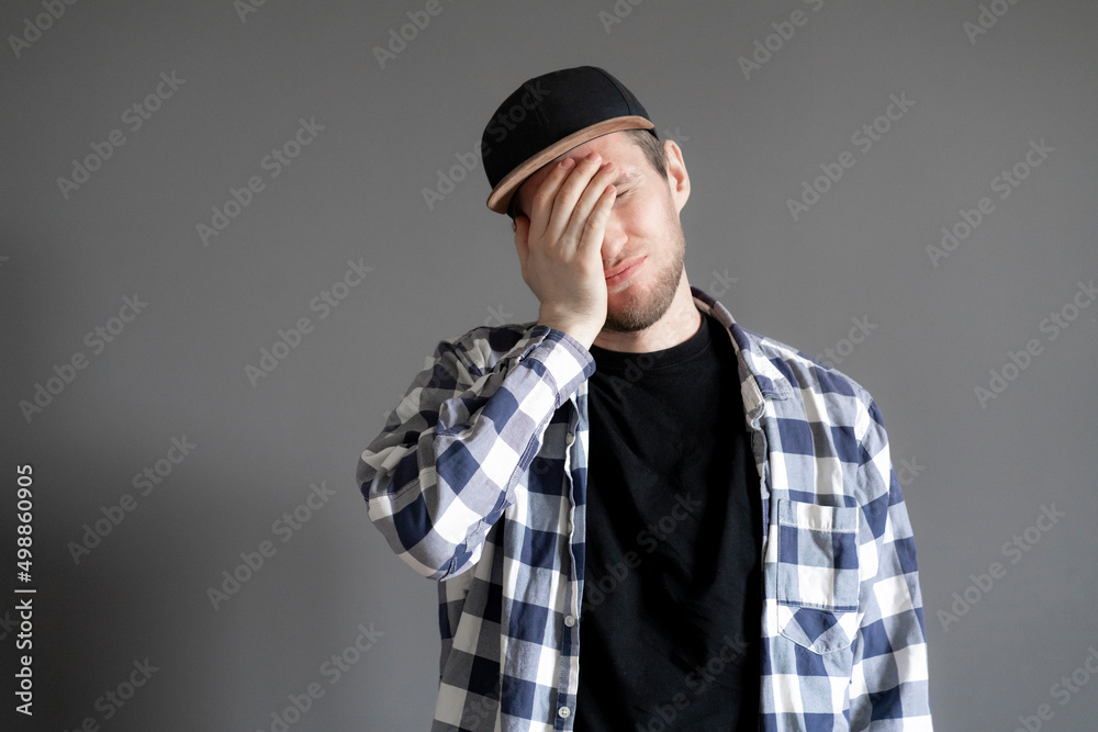 young male cover his face with hand, shame and disappointment concept, facepalm emotion young male cover his face with hand, shame and disappointment concept, facepalm emotion