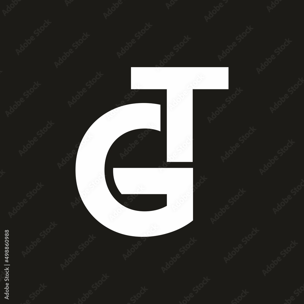 White color on black background of GT initial letter White color on black background of GT initial letter