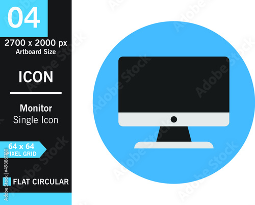 Illustration vector graphic of Monitor icon with flat design, colored icon illustration, flat colored flat, single icon. EPS10 format file
