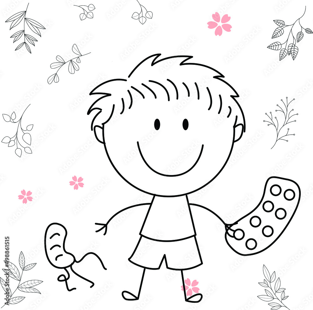 cartoon activity illustration of a smiling child for children's coloring book, children's book. eps vector image. cartoon activity illustration of a smiling child for children's coloring book, children's book. eps vector image.
