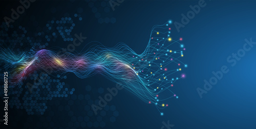 Big data network concept, internet connection, sound wave and wireless signal use business finance as abstract background image.