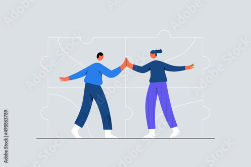 Business people giving high five teamwork concept