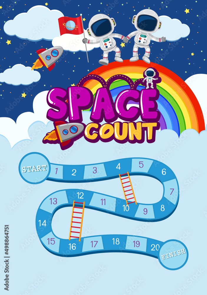 Fototapeta premium Game template with space theme background