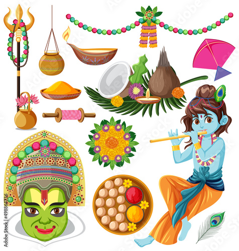Set of Indian culture objects and symbols