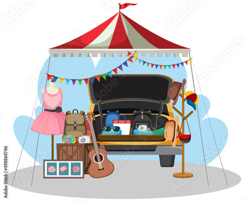 Flea market concept with a car boot sale