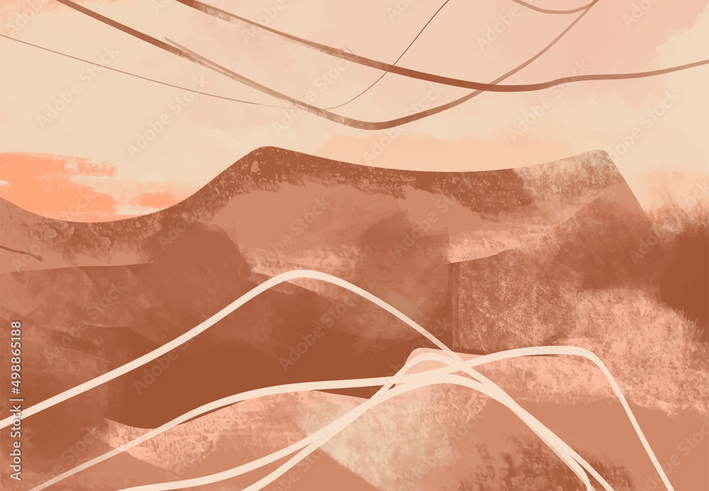 Obraz premium Creative minimalist hand painted illustrations for wall decoration.