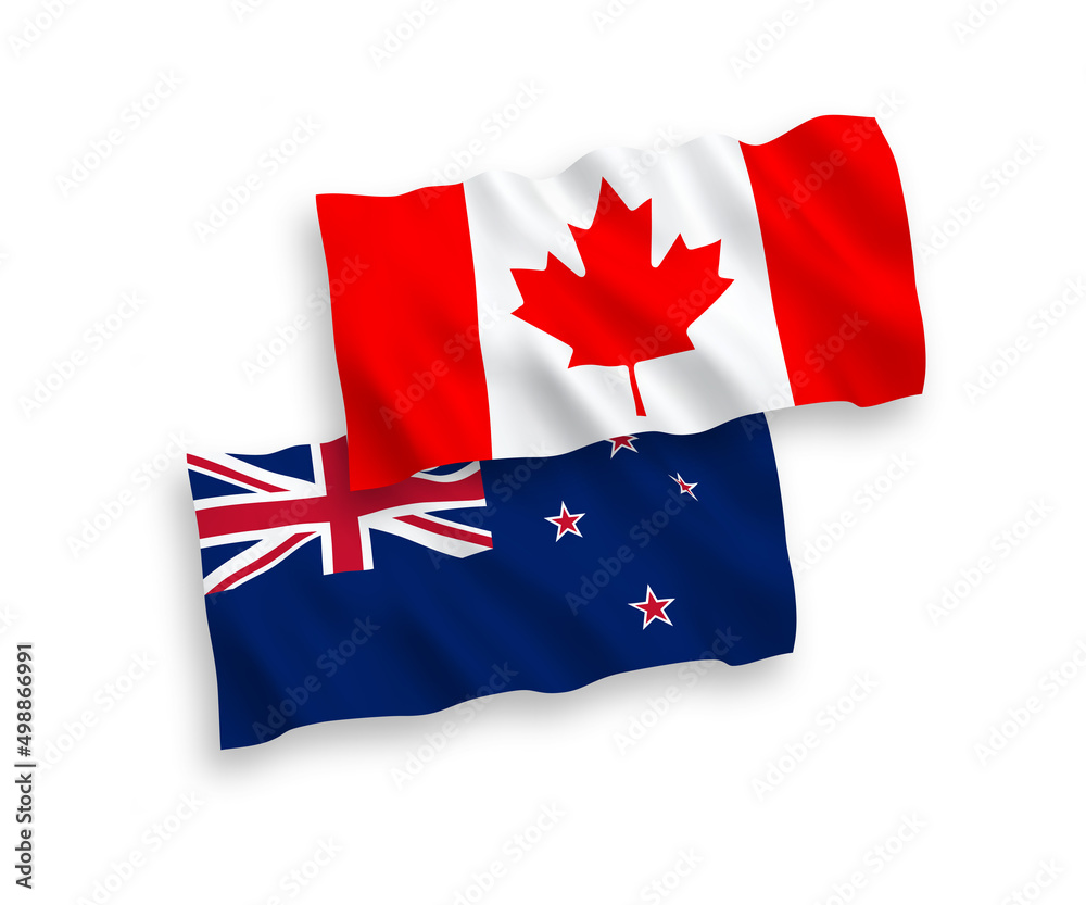 Flags of Canada and New Zealand on a white background