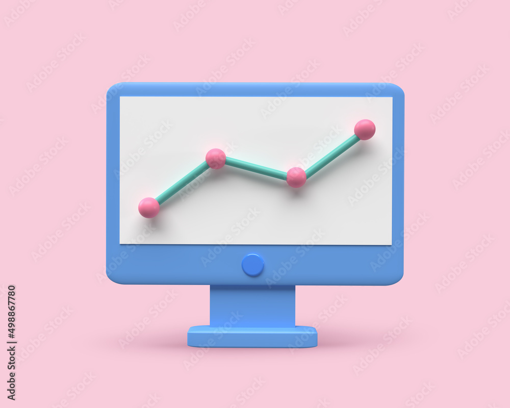 Line graph on computer monitor for web analytics 3d illustration Stock ...