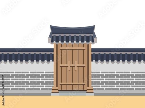Vector illustration of Korean traditional gate