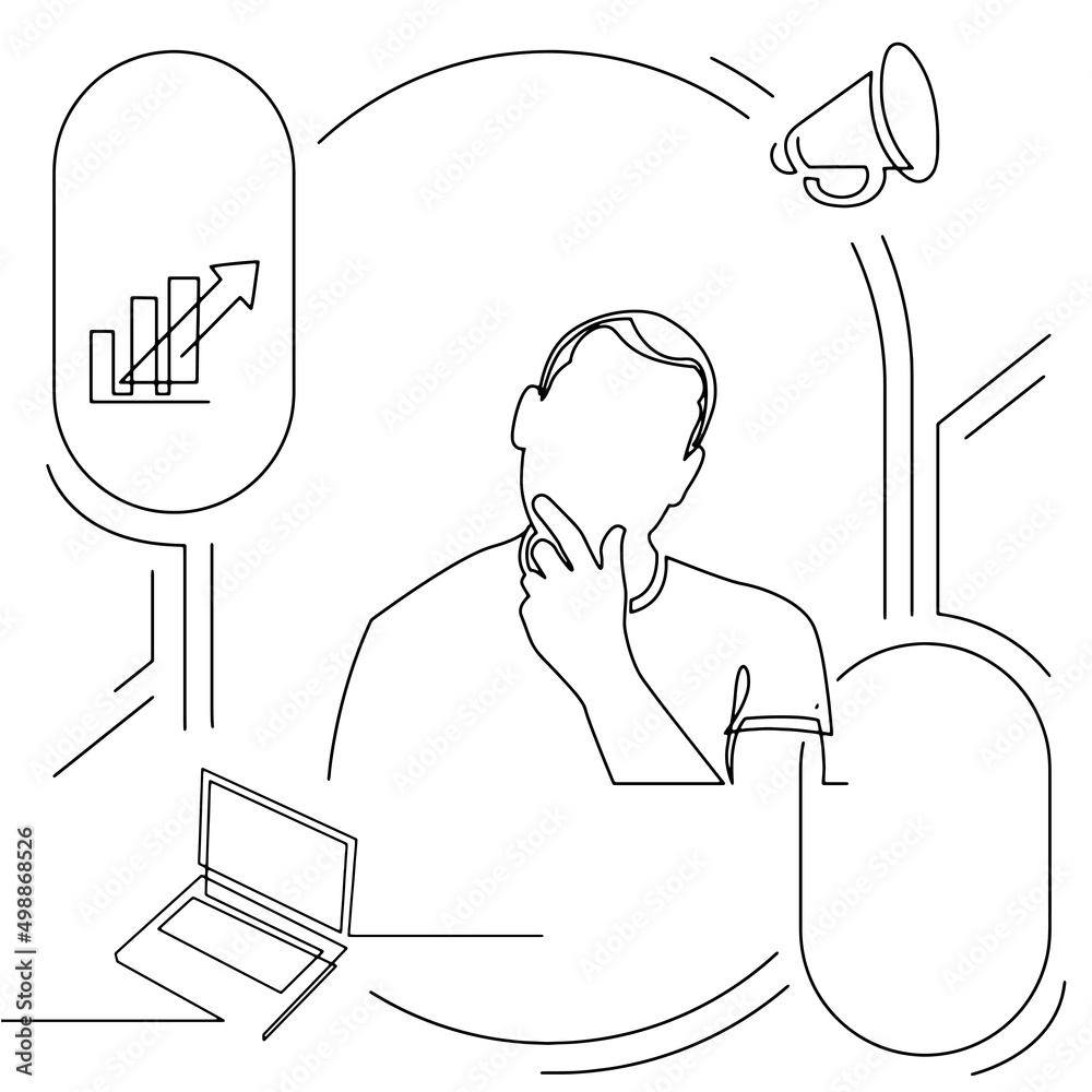 Concept visualization line icon drawing of lifestyle work life family balance