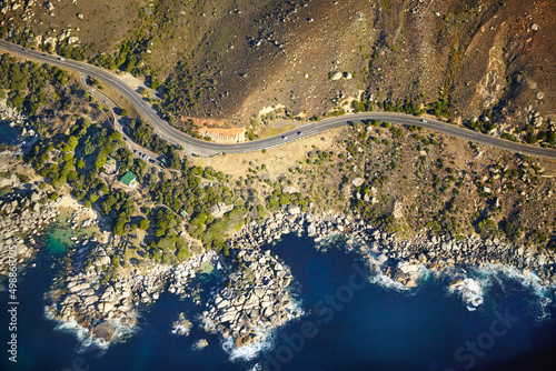 Aerial topograp. Aerial shot of a coastline.