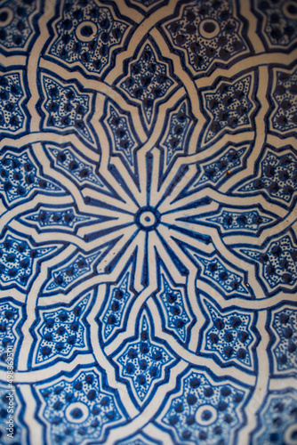 blue and white geometric pattern Moroccan bowl dish