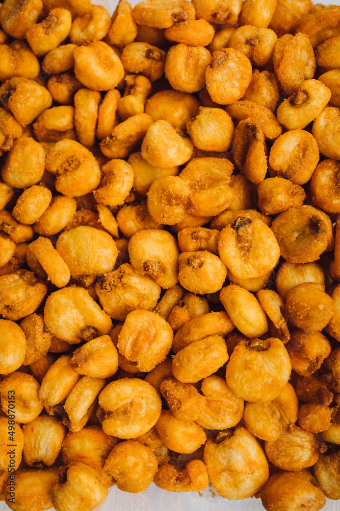 Chile Picante Inka Roasted Corn is made from the heirloom corn known as the Giant White Corn of Cuzco. Chile Picante Inka Roasted Corn is made from the heirloom corn known as the Giant White Corn of Cuzco.