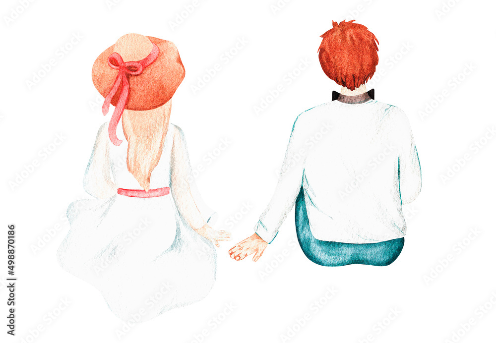 A couple in love. Watercolor illustration. Isolated on a white background. A couple in love. Watercolor illustration. Isolated on a white background.