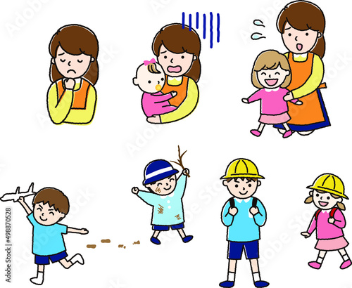 子育てに奮闘するお母さんと子供たち