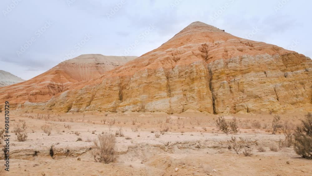 Drone shot of desert mountains Aktau in Kazakhstan Drone shot of desert mountains Aktau in Kazakhstan