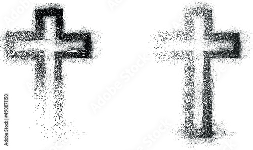 Grunge Religion Cross . Black Paint . Vector