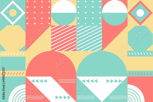 Colored geometric abstract background. Colored geometric abstract background. Modern grid flyer with geometric shapes, graphics. geometric grid banner bright presentation illustration.