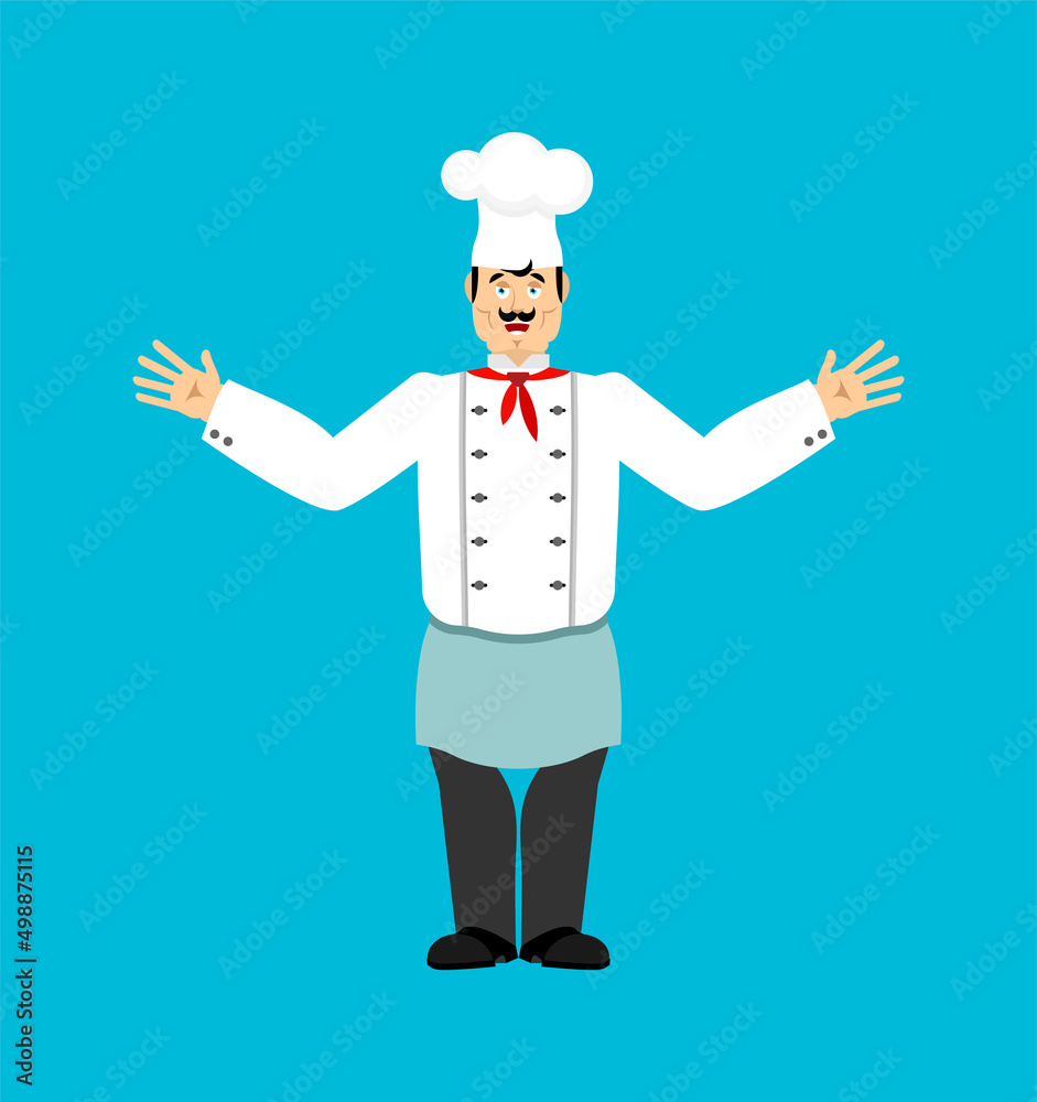 Chef happy. Cook merry. kitchener Vector illustration Chef happy. Cook merry. kitchener Vector illustration