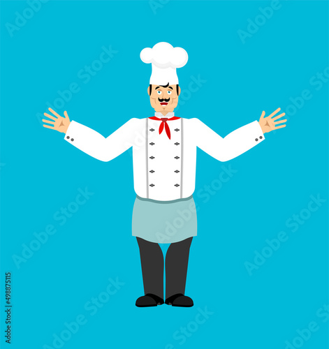 Chef happy. Cook merry. kitchener Vector illustration