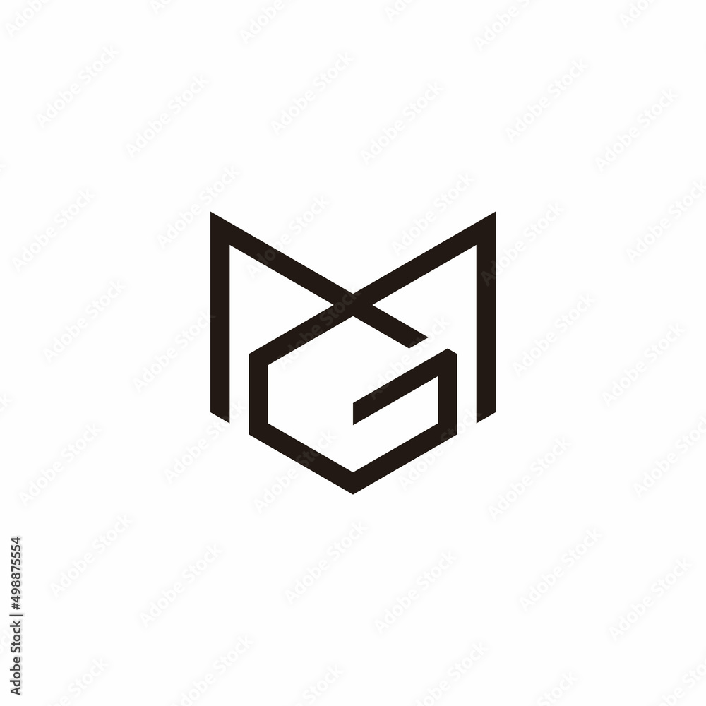 letter mg linked hexagonal geometric line logo vector letter mg linked hexagonal geometric line logo vector