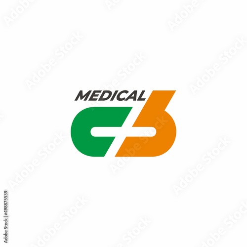 letter c b plus medicine capsule logo vector