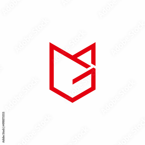 letter mg red geometric linked line logo vector