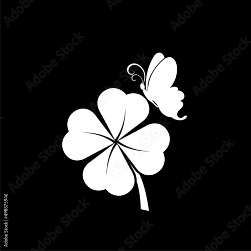Four leaf clover icon isolated on dark background