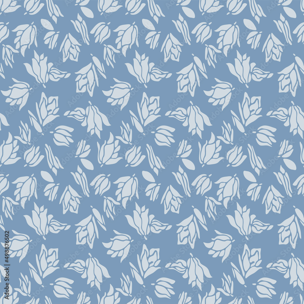 Fototapeta premium Japanese Rose Bud Vector Seamless Pattern