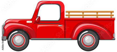 Old red truck on white background