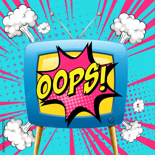 Abbreviation and facial expression retro comic banner design