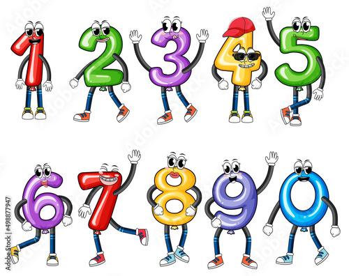 Number 0 to 9 with math symbols