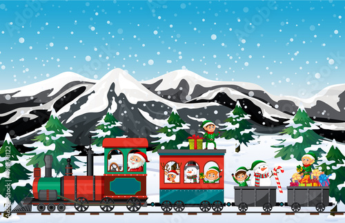 Train riding with Santa and elves