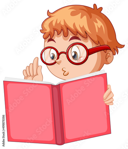 Little boy reading book
