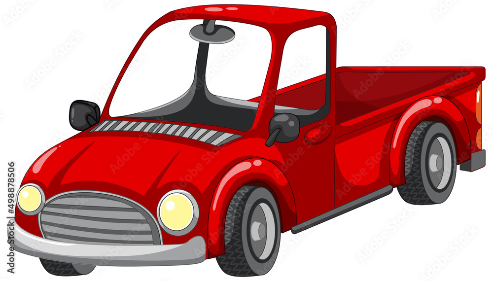 Old red truck on white background