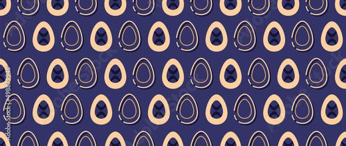 Eggs seamless pattern. Easter stylized eggs purple background