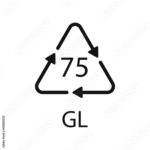 Low Lead Glass. Glass recycling code 75 GL. Vector illustration