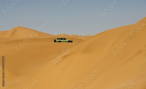 Riding outdoors. Car in the deserts of Africa  Namibia